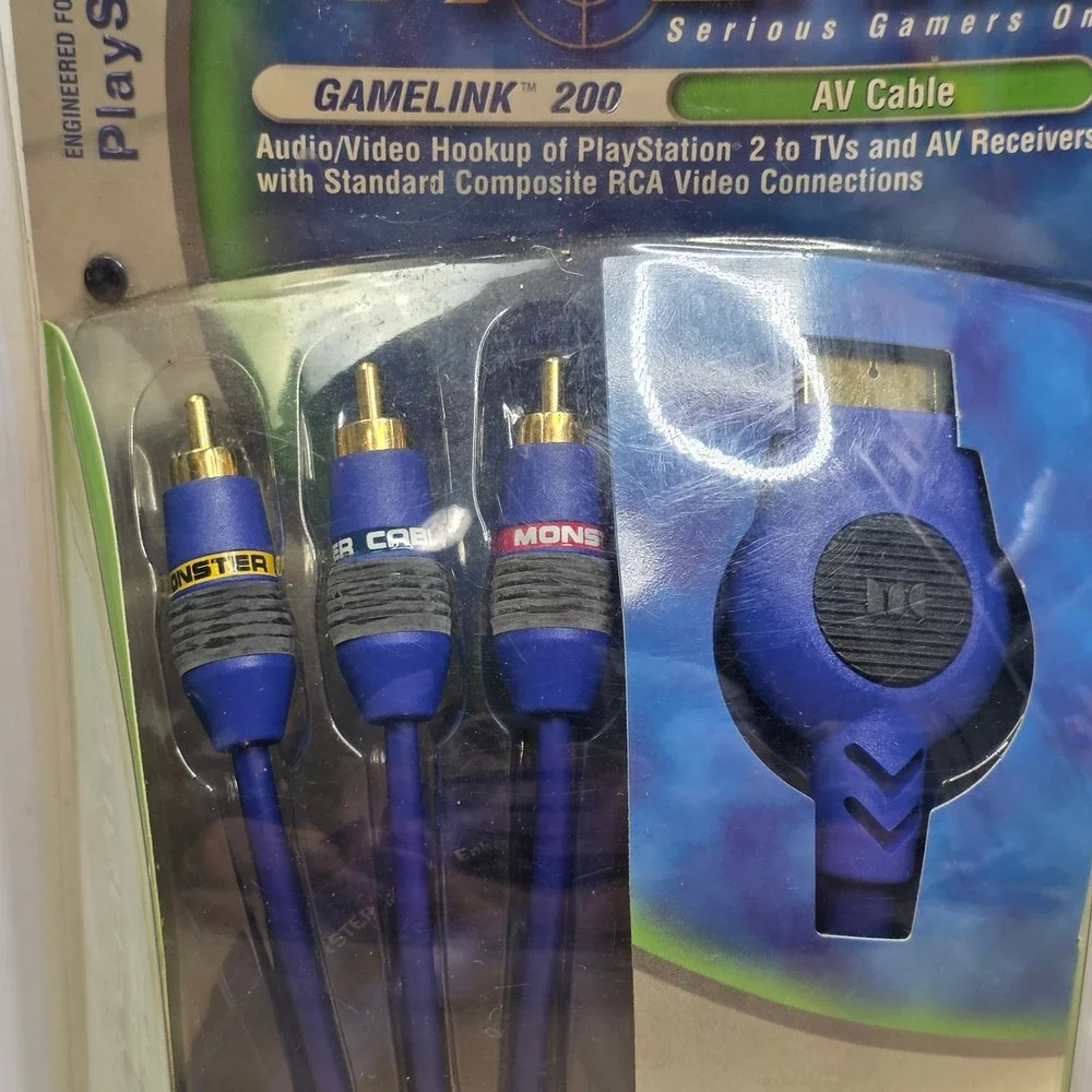 Monster Cable GameLink 200 AV Cable for PlayStation 2 PS2 10ft Gold RCA PGL200